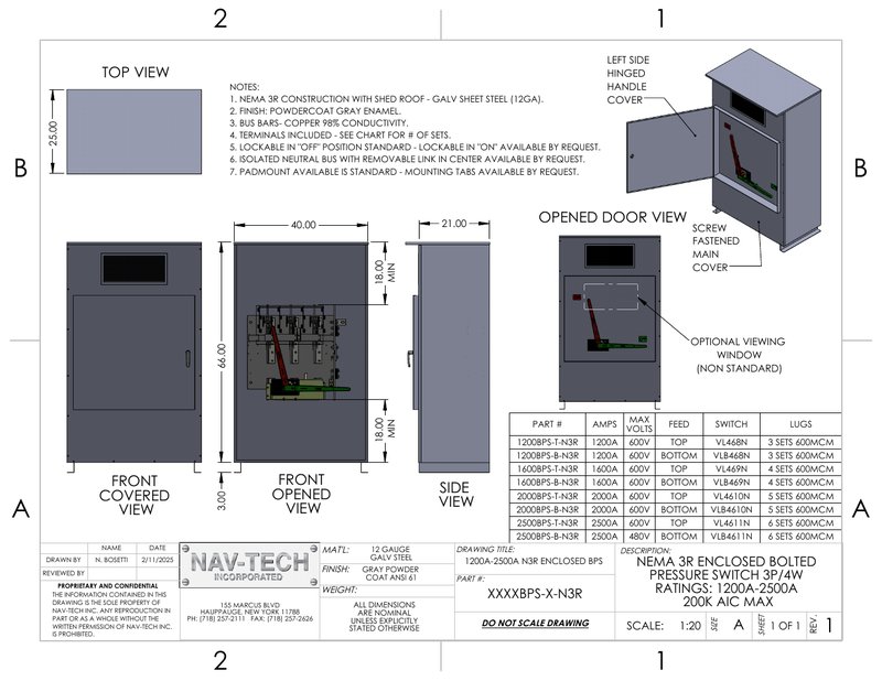 N3R 1200A-2500A BPS drawing